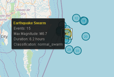 Earthquake Swarm — GSIN Asia detection
